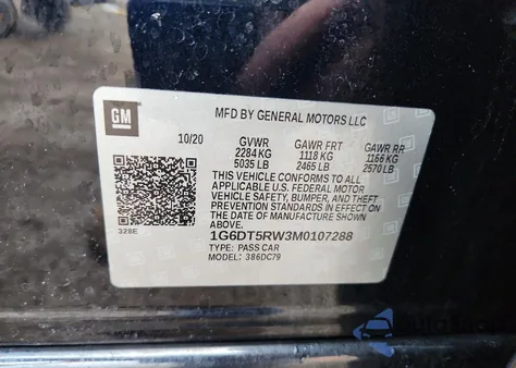 2021 Cadillac Ct5 Premium Luxury z USA, uszkodzony, nr VIN 1G6DT5RW3M0107288